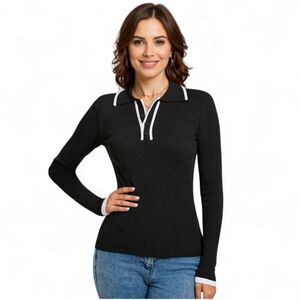 Black V-Neck Sweater for Women